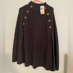 NWT Cracker Barrel Sweater Poncho with Buttons
